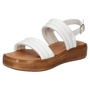 Bella Vita Women's Ode-Italy White Genuine Italian Leather Flat Sandal  6.5N